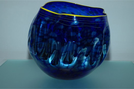 blue yellow Anthias Bowl glass art